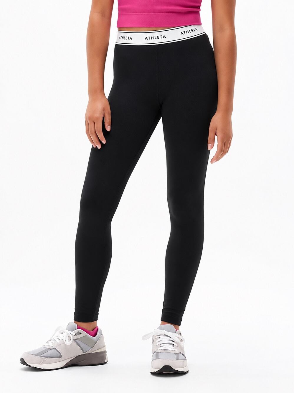 Athleta Girl High Rise Logo Chit Chat Leggings Black Size 12